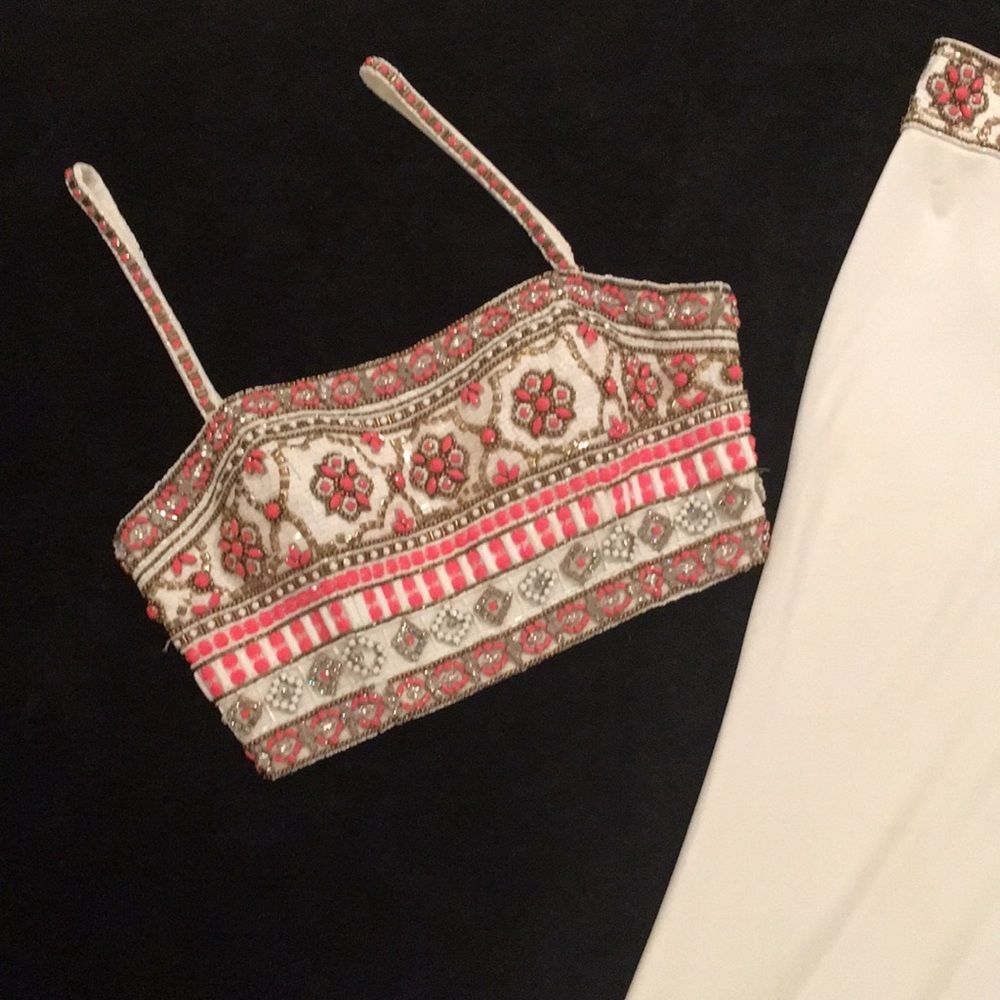 SHERRI HILL Beaded 2Piece Dress,Rounded Skirt Slit - Picture 4 of 16